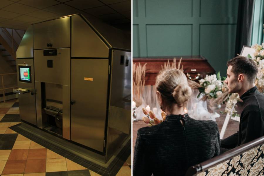 There are two parts of cremation: the funeral service or memorial and the technical cremation process