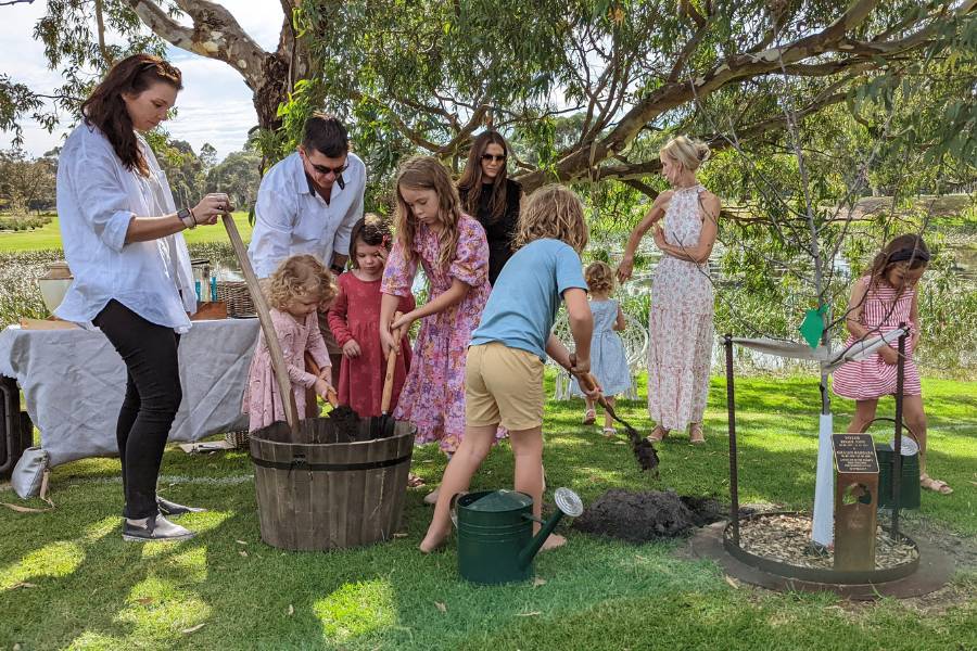 A family and grandchildren having the most meaningful funeral service in Melbourne Australia