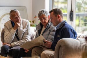 Men planning funeral service at Mornington Green Living Legacy Gardens Melbourne