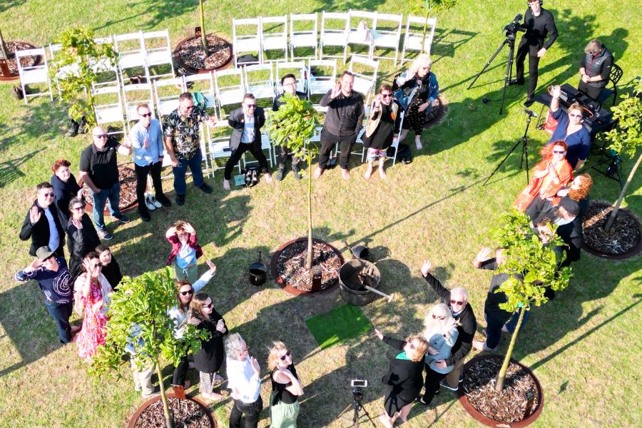 Planting human ashes into a tree at Mornington Green Living Legacy Gardens
