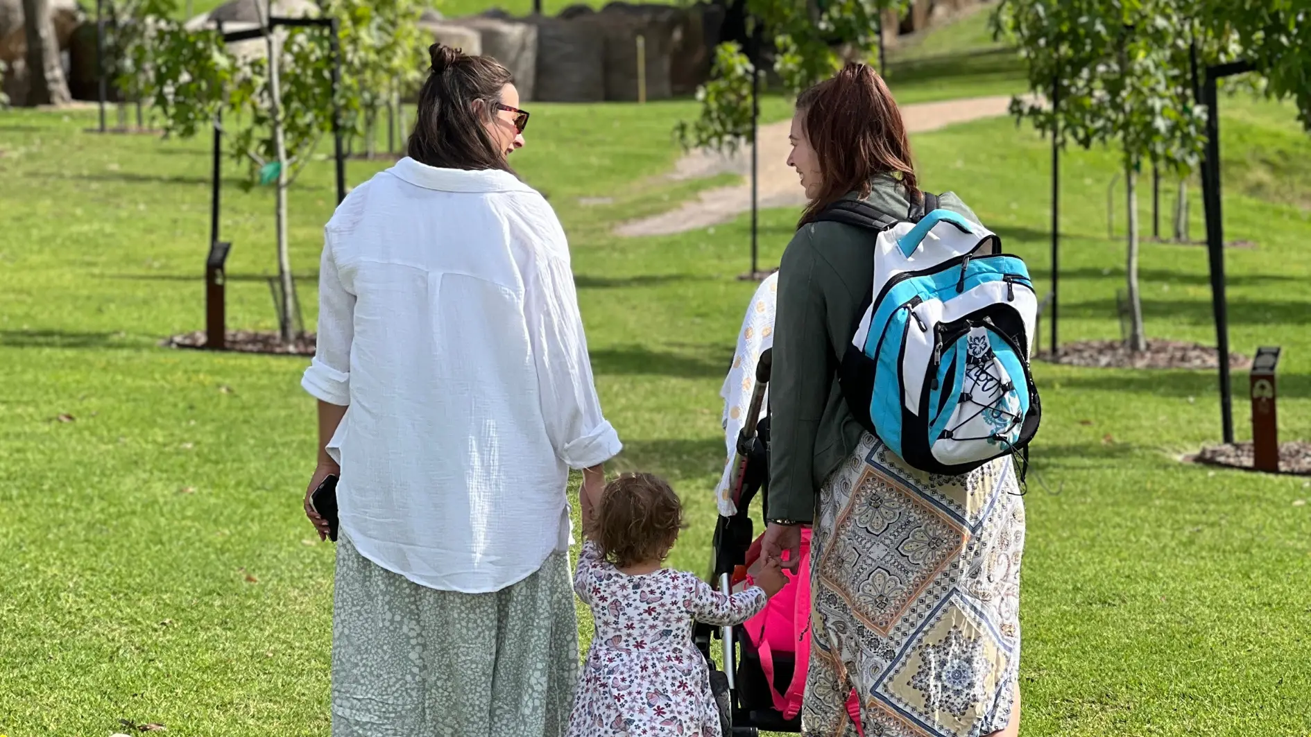 2 woman enjoy memorial garden at mornington green living legacy garden