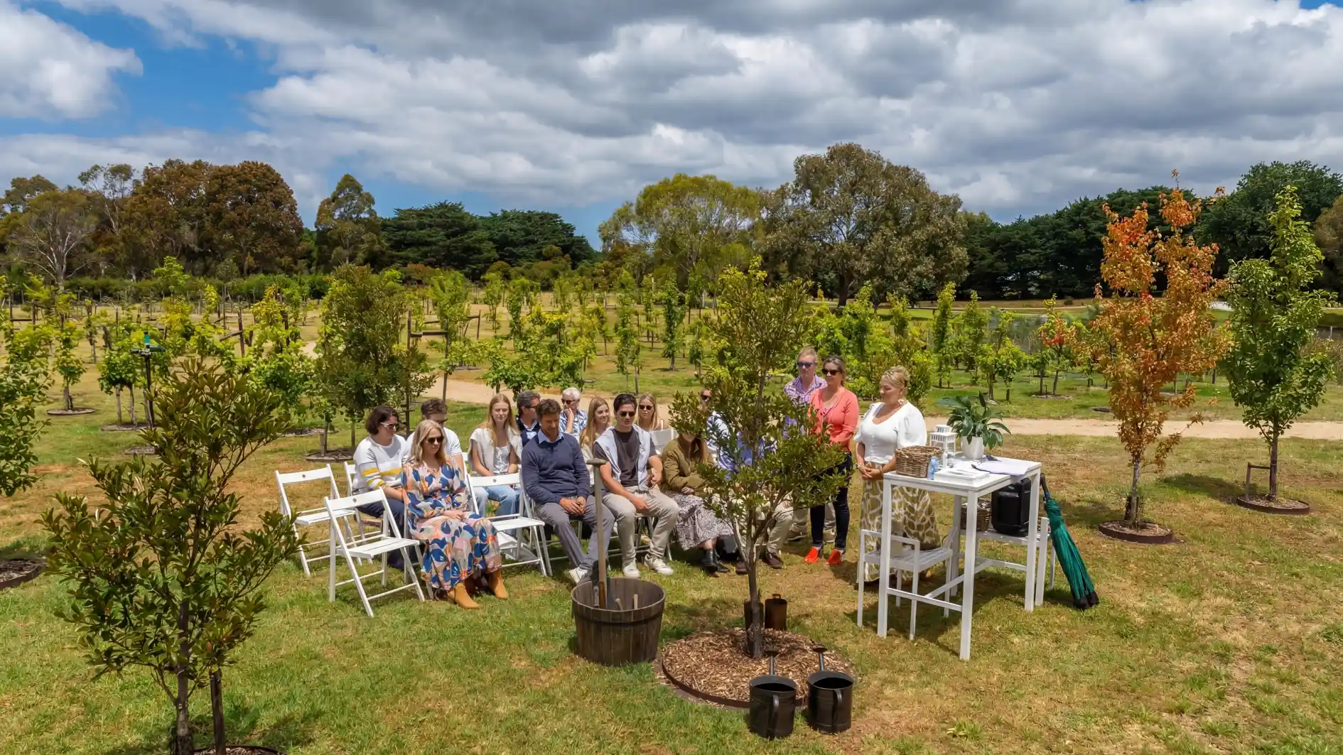 Gathering in nature to celebrate a life through a living tree memorial
