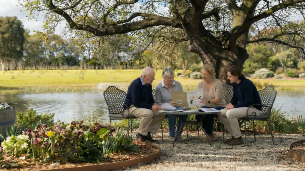 Australian family learning about Mornington Green Living Legacy