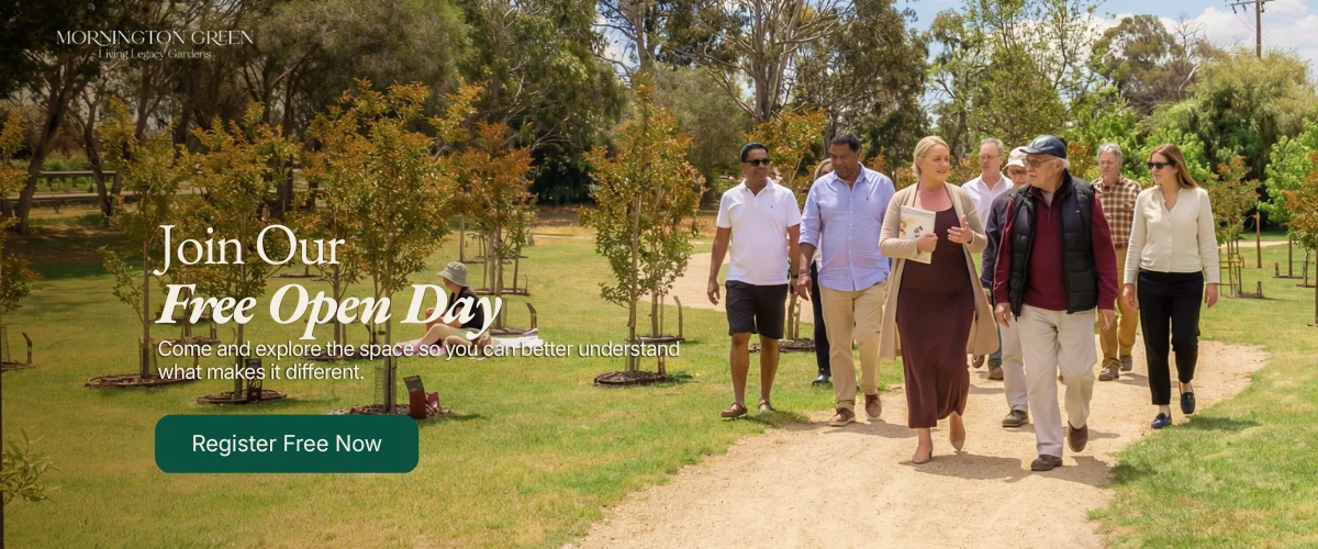 open day banner living legacy gardens at mornington green